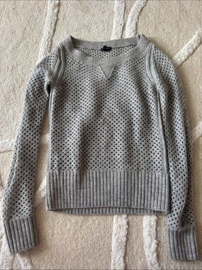 CLUB MONACO Women's Grey Open-Knit Sweater Wool Alpaca Blend